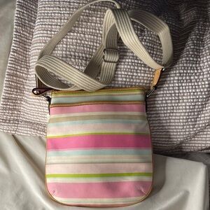Unbranded Striped Pink and Green Crossbody Bag